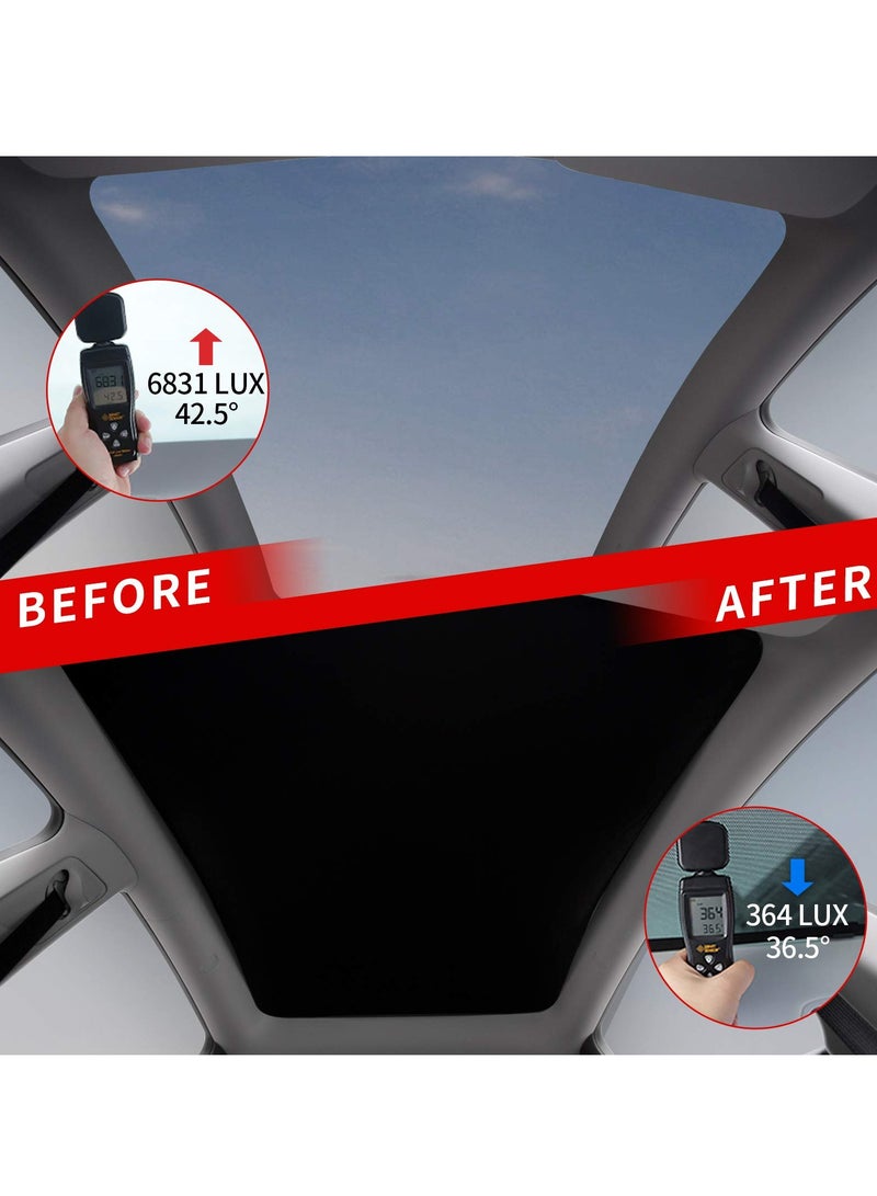 SYOSI Visor for Tesla Model Y 2022 2021 2020 Auto Glass Roof Visor Sunroof Roof Sunshade Double Foldable UV Protection Accessories for Tesla Model Y  - Image 2