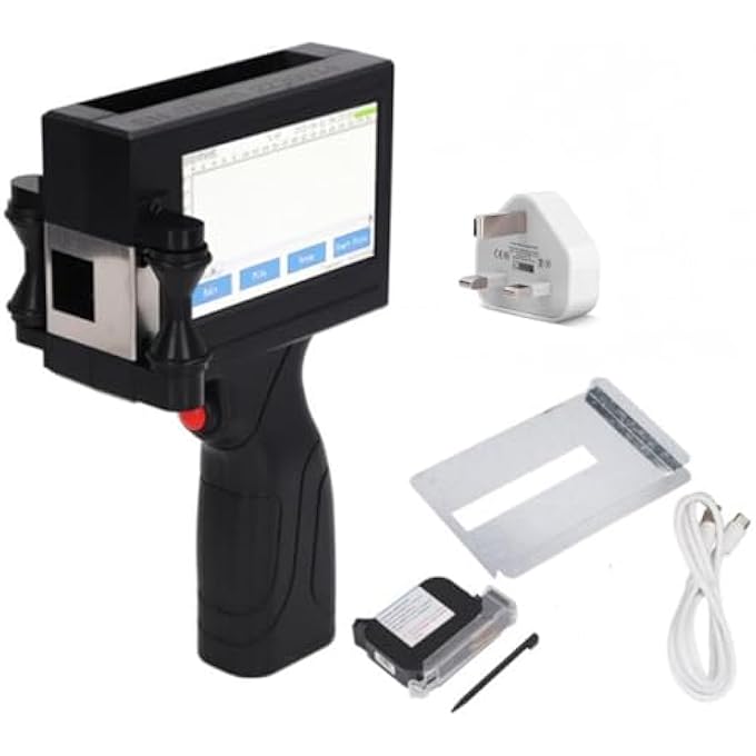 HANDHELD INKJET PRINTER, 300-600DPI AC110240V PORTABLE HANDHELD INKJET PRINTER VERSATILE WITH LARGE CAPACITY BATTERY FOR INDUSTRIAL USE (UK PLUG) - Image 1