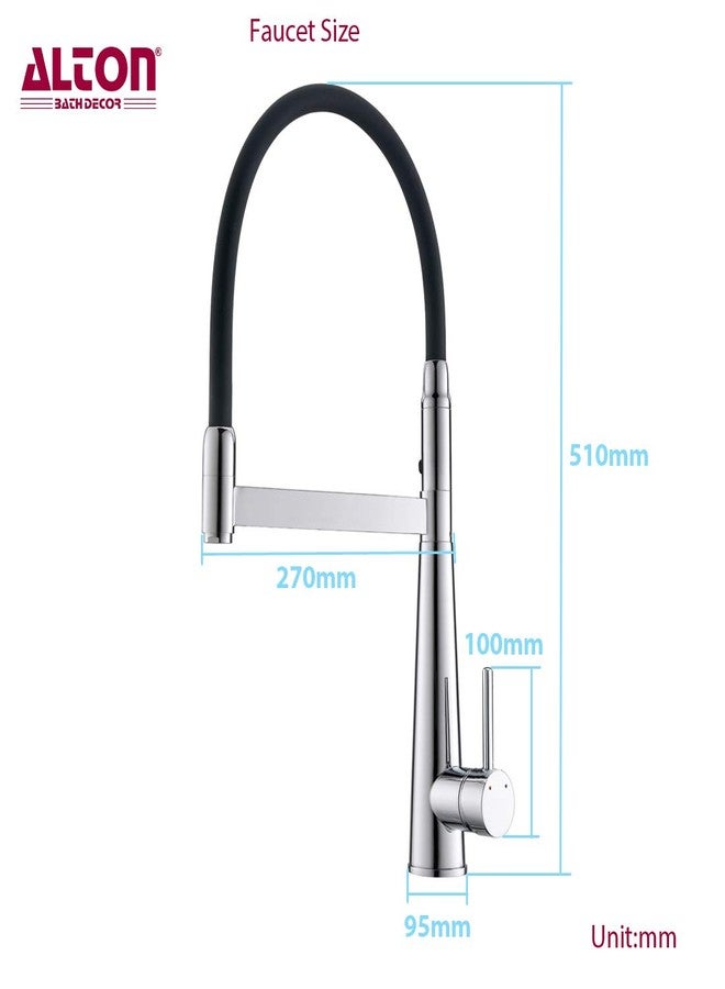 Alton Leo 2050 Pull-Out Sprayer and Dual Function with Dual Flow, Brass Single Lever Sink Mixer (Chrome) - Image 2
