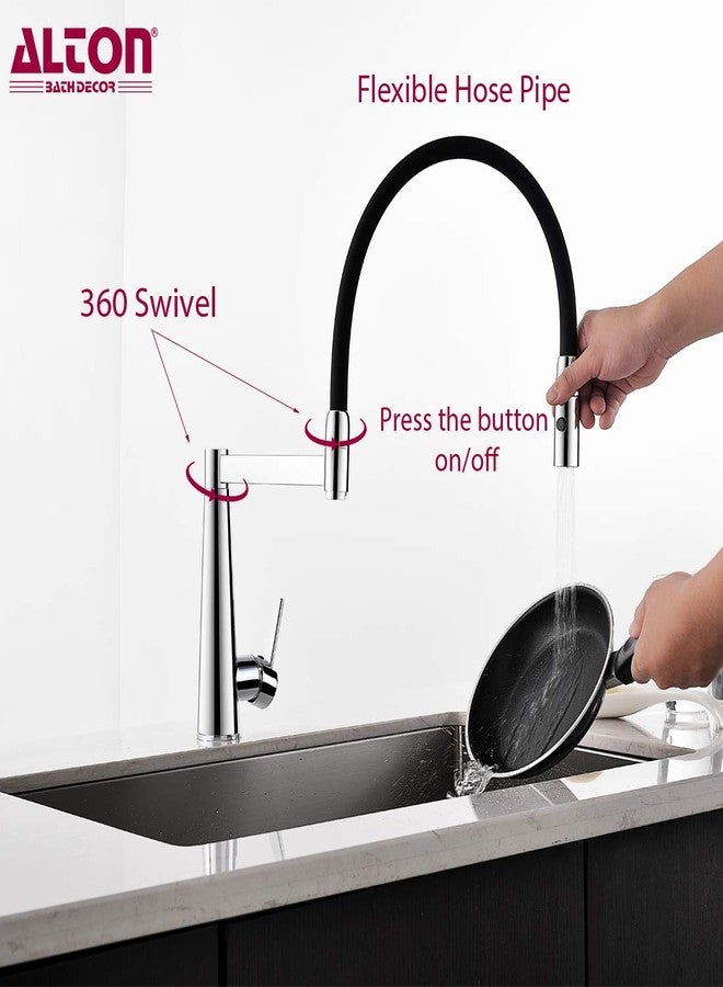Alton Leo 2050 Pull-Out Sprayer and Dual Function with Dual Flow, Brass Single Lever Sink Mixer (Chrome) - Image 3