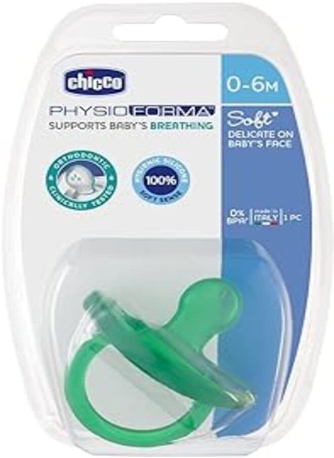 Chicco Chicco Silicone Soother Physio Soft - 0-6M - 1 Piece, Green 