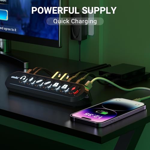 atolla Powered USB Hub, atolla 7-Port USB 3.0 hub (6 Superspeed Transfer Ports+ 1 Fast Charging Port) with Swappable Illuminated Icon Switch and 12V/3A Power Adapter for Windows, MacOS, ChromeOS, Linux - Image 5