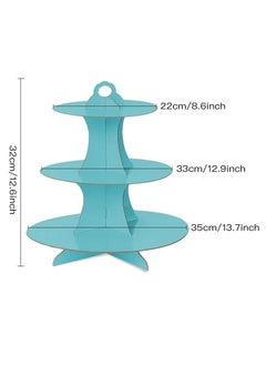 Y&D Cupcake Stand, 2 Pack 3-Tier Round Cardboard Dessert Plates Cake Fruit Base Holder Candy Display Tower Tray Pastry Serving Platter for Birthday, Wedding, Afternoon Tea(Blue)  - Image 5