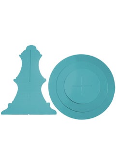 Y&D Cupcake Stand, 2 Pack 3-Tier Round Cardboard Dessert Plates Cake Fruit Base Holder Candy Display Tower Tray Pastry Serving Platter for Birthday, Wedding, Afternoon Tea(Blue)  - Image 4