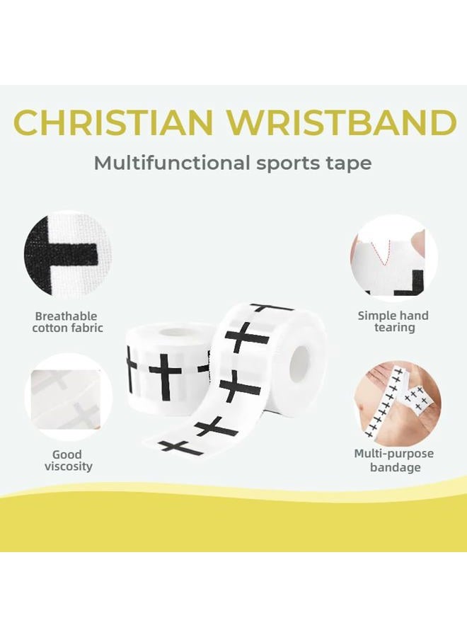 Laoha Christian Athletic Sports Tape with Cross Design - 4-Pack Breathable Cotton Wrist Wrap, 2in x 23ft for Soccer, Baseball, Boxing & Gym Training, Inspirational Faith-Based Fitness Accessory - Image 3