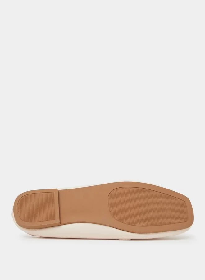 Take Two  Beige Flat Mules with Gold Buckle Detail for Women | Best Price UAE