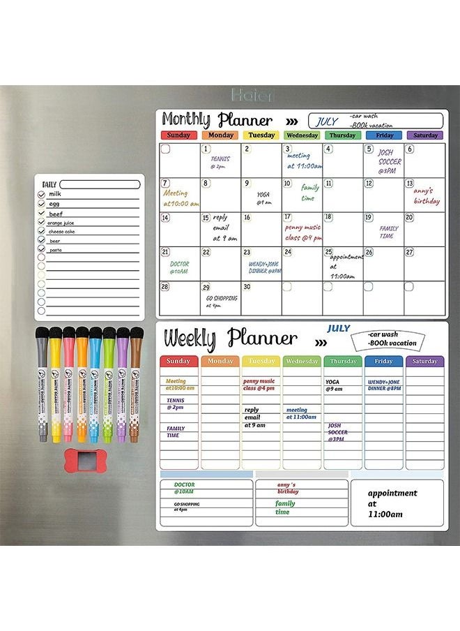 MVAQKLM  Magnetic Whiteboard Weekly Calendar Planner Board Set-Including Grocery Shopping List Magnetic Markers and Whiteboard Eraser-Dry Erase-Stain for Kitchen or Office  - Image 4