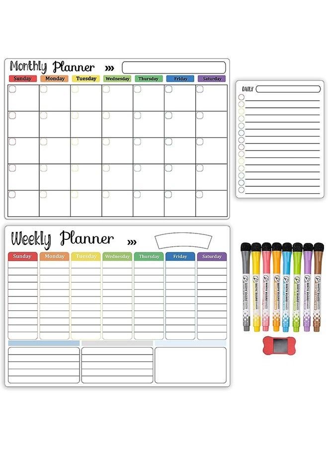 MVAQKLM  Magnetic Whiteboard Weekly Calendar Planner Board Set-Including Grocery Shopping List Magnetic Markers and Whiteboard Eraser-Dry Erase-Stain for Kitchen or Office  - Image 3