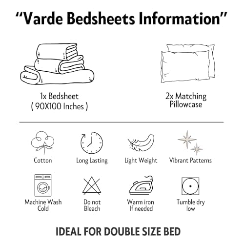 Bedsheet for Double Bed Jaipuri Bedsheets for Double Bed 100 Cotton 104 TC 2 Pillow Covers Printed Bedsheets Lightweight Fine Yarn Size 230x215 cmMango Tango  - Image 4