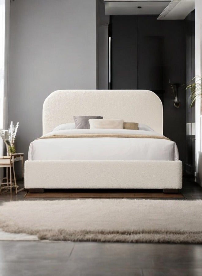 Karnak Tokyo Luxury Platform Bed Tandy Fleece Fabric Without Mattress - Beige 160X200cm - Image 3