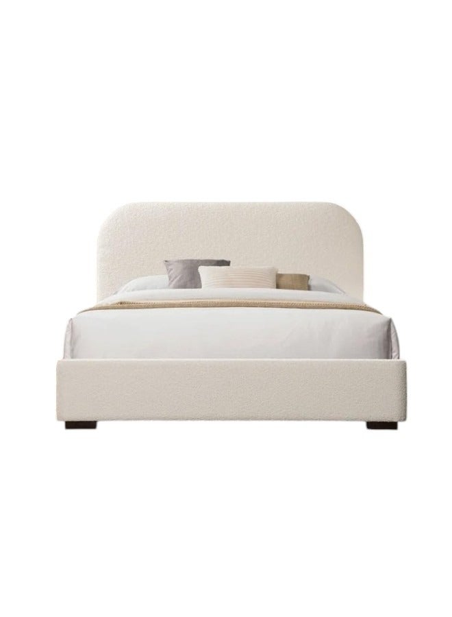 Karnak Tokyo Luxury Platform Bed Tandy Fleece Fabric Without Mattress - Beige 160X200cm - Image 4