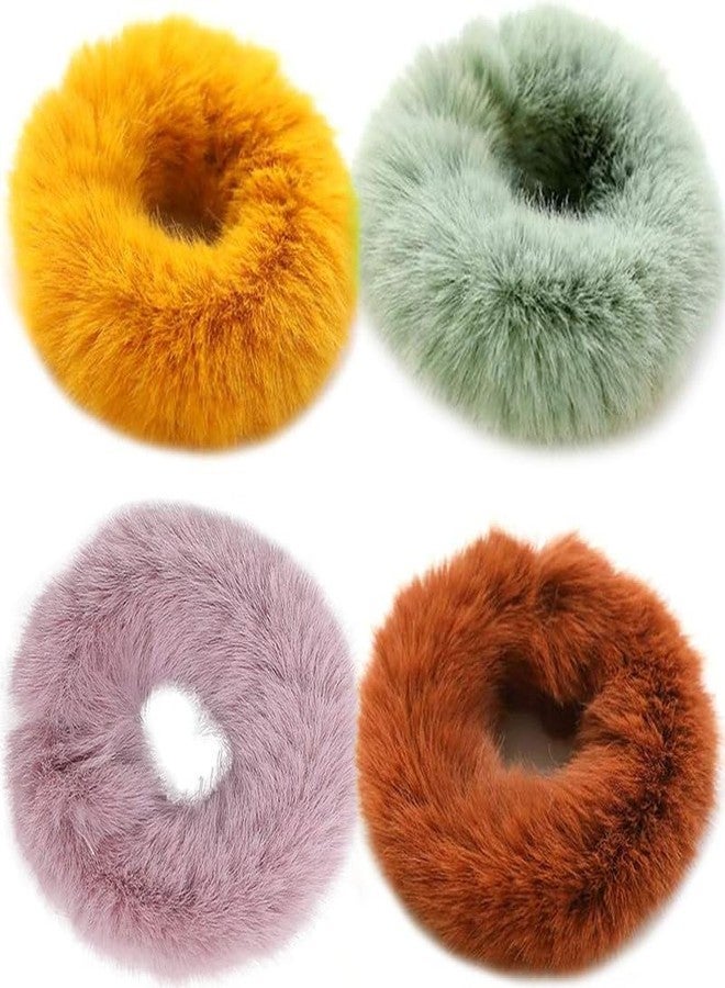 Minta 2 PCS Women Girl kid's Fashion Sweet Rabbit Faux Fur Fluffy Ball Pom Pom Scrunchies Elastic Ponytail Holder Hair Rope Hair Accessories - Image 5