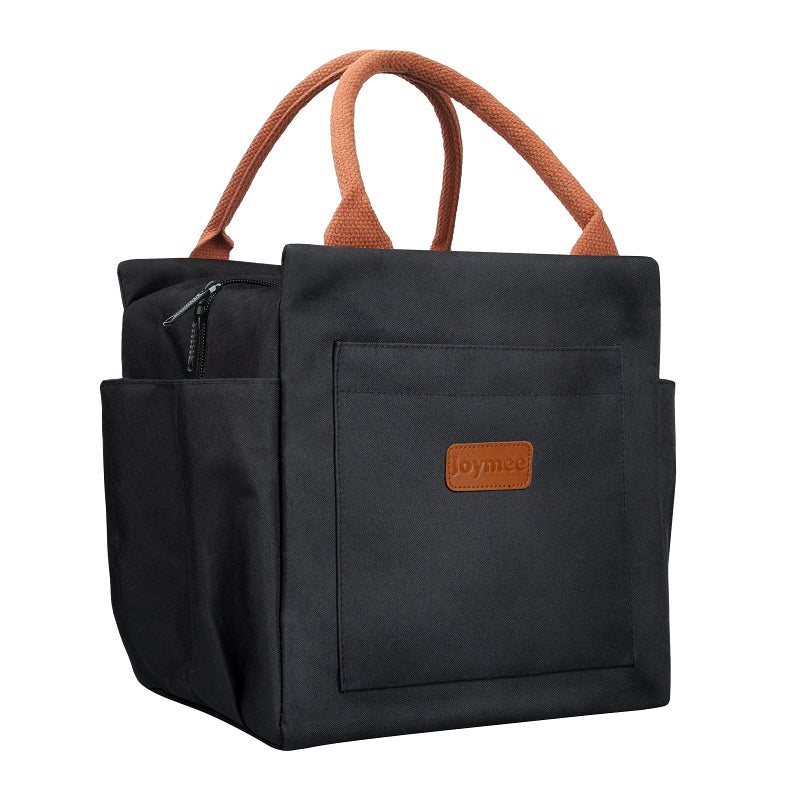 Joymee Lunch Bag Women Insulated Lunch Box Reusable Leakproof Large Spacious Cooler Tote for Women Men Adult with Bottle Holder and Side Pockets for Work Office Travel Picnic - Black - Image 1