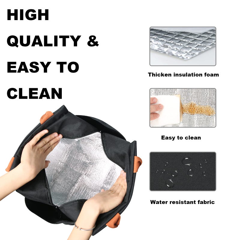 Joymee Lunch Bag Women Insulated Lunch Box Reusable Leakproof Large Spacious Cooler Tote for Women Men Adult with Bottle Holder and Side Pockets for Work Office Travel Picnic - Black - Image 4
