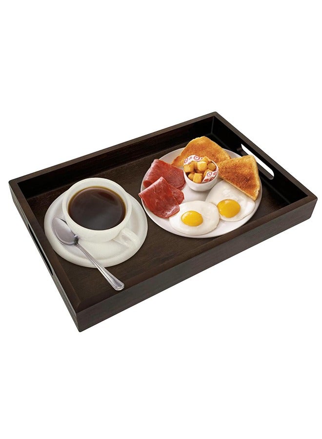 HaHaHai Wooden Serving Tray for Breakfast, Dinner,Drinks,Snacks,Serving Tray with Handles Great for Eating,Working and Storing,Serving Tray Used in Bedroom, Kitchen,Living Room and Bathroom (Brown)  - Image 1