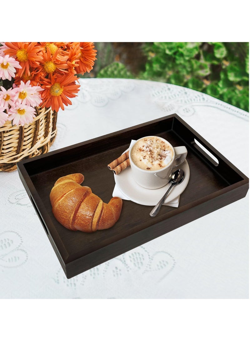 HaHaHai Wooden Serving Tray for Breakfast, Dinner,Drinks,Snacks,Serving Tray with Handles Great for Eating,Working and Storing,Serving Tray Used in Bedroom, Kitchen,Living Room and Bathroom (Brown)  - Image 5
