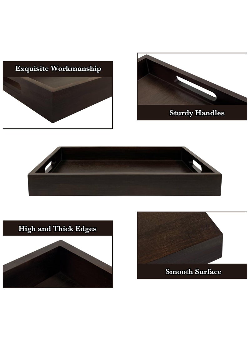 HaHaHai Wooden Serving Tray for Breakfast, Dinner,Drinks,Snacks,Serving Tray with Handles Great for Eating,Working and Storing,Serving Tray Used in Bedroom, Kitchen,Living Room and Bathroom (Brown)  - Image 3