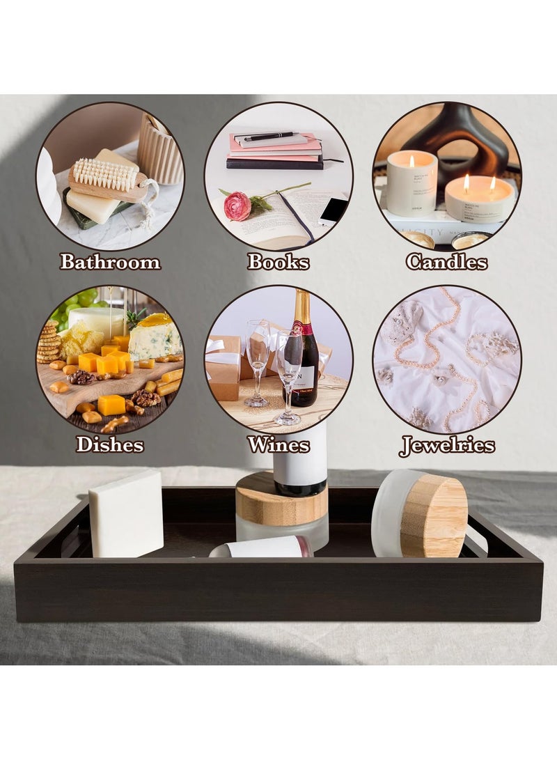 HaHaHai Wooden Serving Tray for Breakfast, Dinner,Drinks,Snacks,Serving Tray with Handles Great for Eating,Working and Storing,Serving Tray Used in Bedroom, Kitchen,Living Room and Bathroom (Brown)  - Image 4