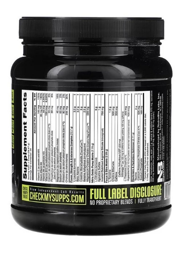 NutraBio Pre Workout Performance Igniter Blue Raspberry 1.26 lb 573 g  - Image 2