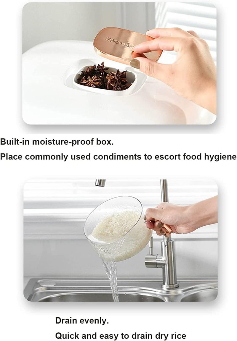 EVVIX Rice Bucket Sealed 10kg Rice Tank Rice Box Rice Storage Box in Household Kitchen Rice Storage Box in Sealed Bucket Large Rice Container Container for Rice Rice Container for Flour Rice Grains - Image 4