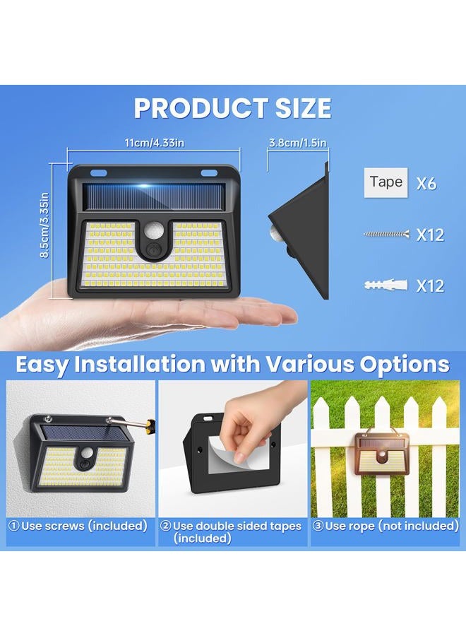 CLAONER [6 Packs] Solar Motion Sensor Outdoor Lights, Super Bright Solar Lights Outdoor Waterproof, 3 Lighting Modes Security Wall Light for Outside Walking Dog Fence Backyard Deck Garden Door Step Garage - Image 4