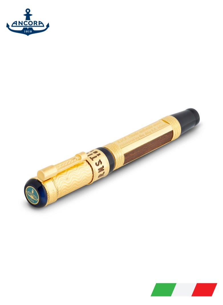Ancora Titanic Limited Luxury Edition Fountain Pen by Ancora 1919 18K Gold Nib Gold Plated Silver Wood Certificated High Quality Pen Smooth Writing Signature Pen Exclusive Gift Box - Image 1
