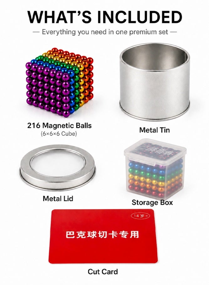 SHABILI 216PCS Magnetic Balls Desk Toy, 5mm Magnetic Sphere Puzzle Set, Stress Relief Fidget Toy for Adults & Teens 14+, Creative Office Desktop Magnetic Building Balls - Image 5