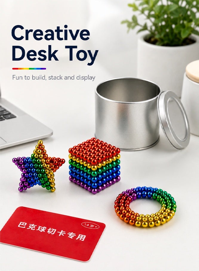 SHABILI 216PCS Magnetic Balls Desk Toy, 5mm Magnetic Sphere Puzzle Set, Stress Relief Fidget Toy for Adults & Teens 14+, Creative Office Desktop Magnetic Building Balls - Image 3