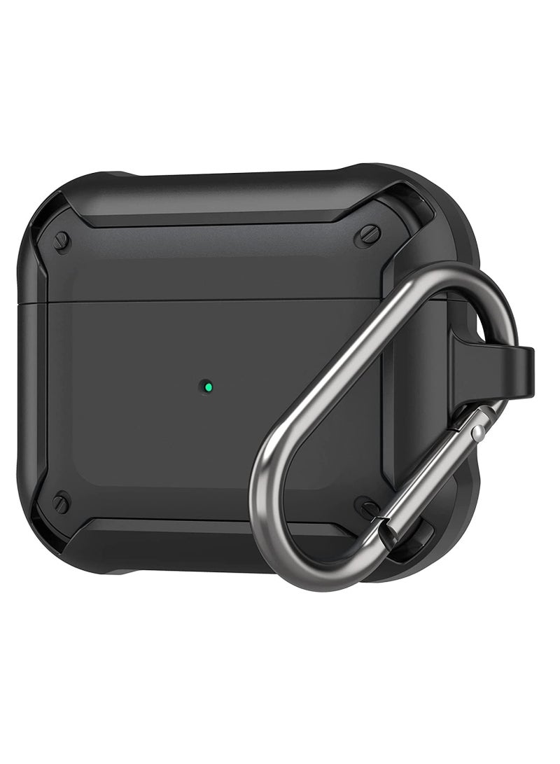 TIGER Full-Body Rugged Protective Shockproof Carrying Case Cover Skin for AirPods 3 (Black) – Durable, Scratch-Resistant, Anti-Slip Case with Wireless Charging Compatibility, Shockproof Protection, Premium Quality, Custom Fit, Lightweight Design. - Image 1