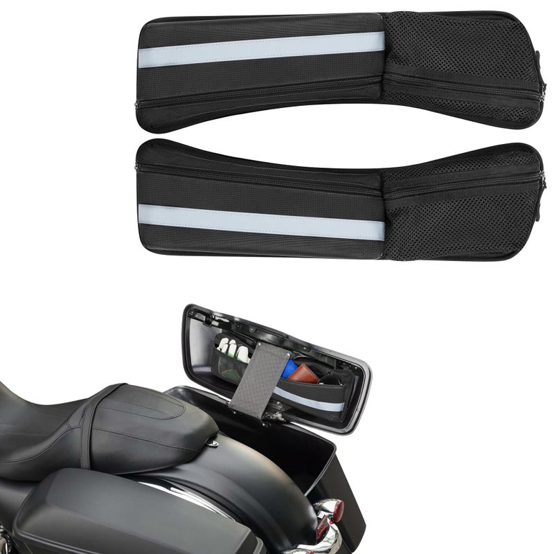 Generic Rexmica 2pcs Hard Saddlebag Lid Organizers, Universal Saddlebag Lid Organizer Pouch Set 19.3" Long Compatible with Harley Davidson 1993-2022 Touring Road Glide, Electra Glide, Road King hard saddlebag  - Image 1