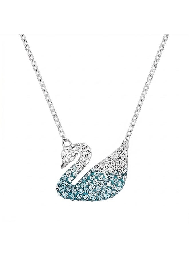YelaJoy Swan Pendant Necklace, Sterling Silver Cubic Zirconia Elegant Swan Pendant Necklace for Women - Image 1