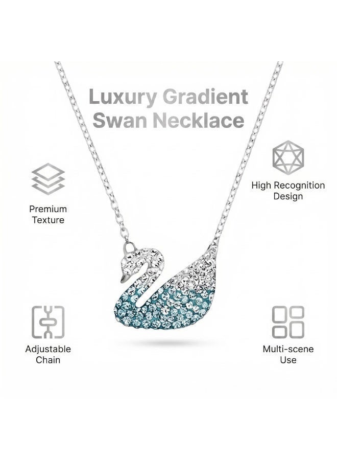 YelaJoy Swan Pendant Necklace, Sterling Silver Cubic Zirconia Elegant Swan Pendant Necklace for Women - Image 4