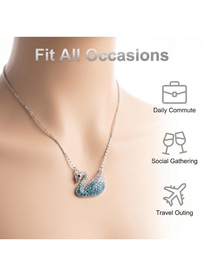 YelaJoy Swan Pendant Necklace, Sterling Silver Cubic Zirconia Elegant Swan Pendant Necklace for Women - Image 3