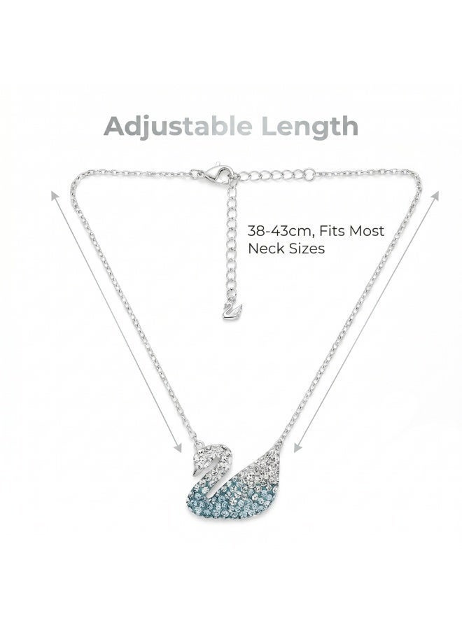 YelaJoy Swan Pendant Necklace, Sterling Silver Cubic Zirconia Elegant Swan Pendant Necklace for Women - Image 5