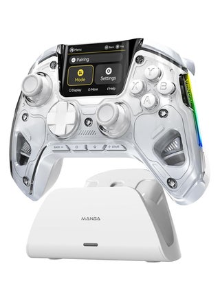 (No Drift) ManbaOne Wireless Game Controller with Interactive Screen for Windows PC/Switch/iOS/Android/Steam Deck,Hall Effect Stick and Trigger with Charging Dock(White) - pzsku/Z98BC6B36336CB1E48100Z/45/1745349227/a022b5b8-b9c4-4510-8db3-063a036d1818
