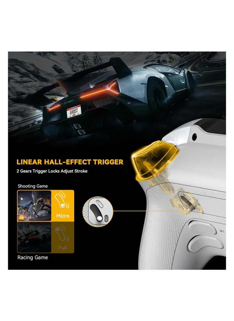 معنبا (No Drift) ManbaOne Wireless Game Controller with Interactive Screen for Windows PC/Switch/iOS/Android/Steam Deck,Hall Effect Stick and Trigger with Charging Dock(White)  - Image 4