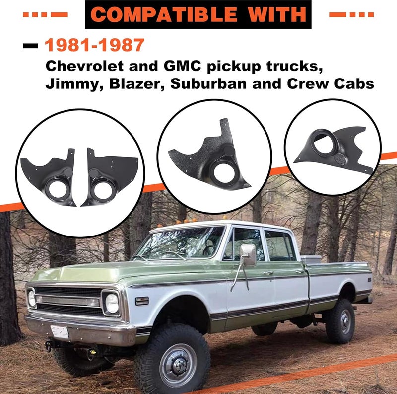 Kojem Speaker Kick Panels for Chevrolet Blazer & C10/C15 (1981-1991) - Black, 1 Pair - Image 2