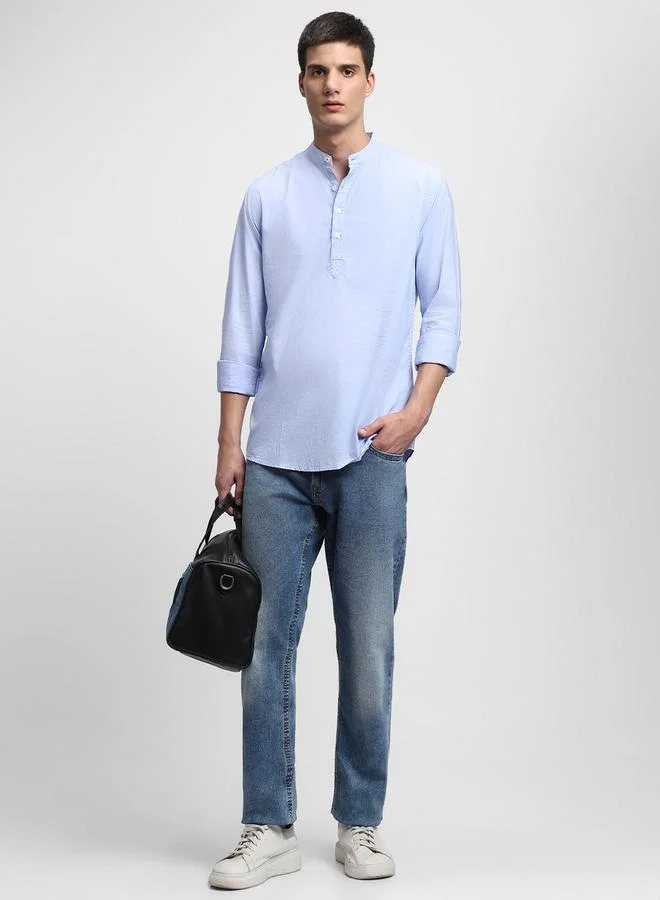 Dennis Lingo Mandarin Collar Slim Fit Cotton Shirt