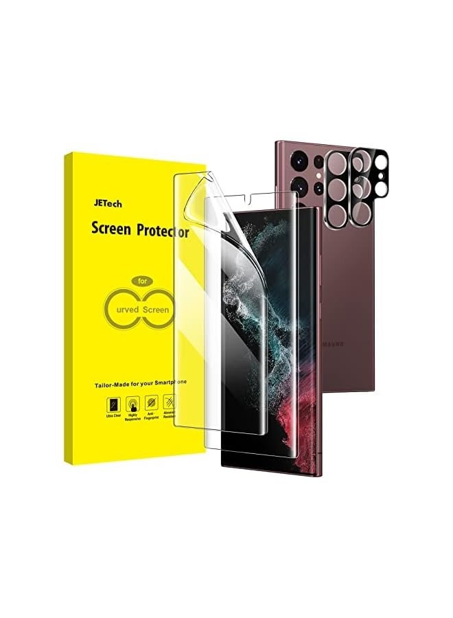 Jetech Screen Protector for Galaxy S22 Ultra 5G 6.8-Inch with Camera Lens Protector, Flexible TPU Film, Fingerprint ID Compatible, HD Clear, Easy Installation, 2-Pack Each - Image 1