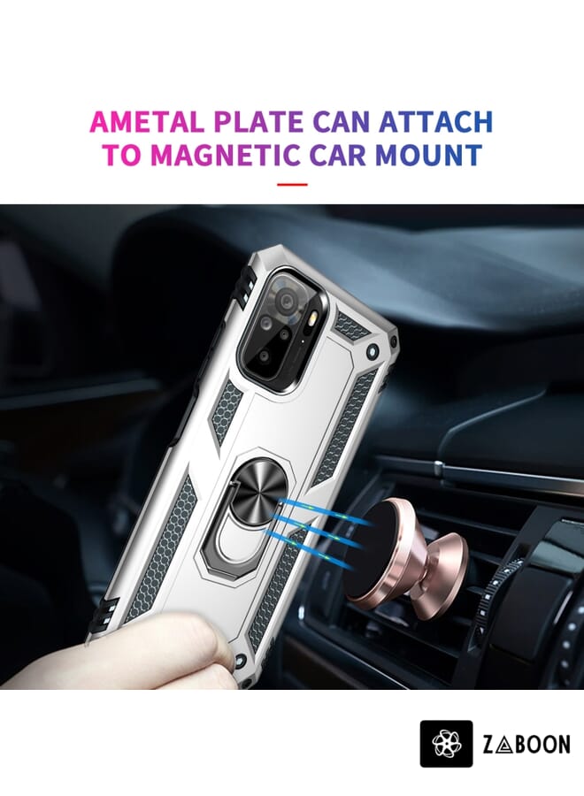 Zaboon غطاء حماية لهاتف شاومي ريدمي نوت 10 / نوت 10S مضاد للصدمات TPU + PC مع حامل دوار 360 درجة - Image 4