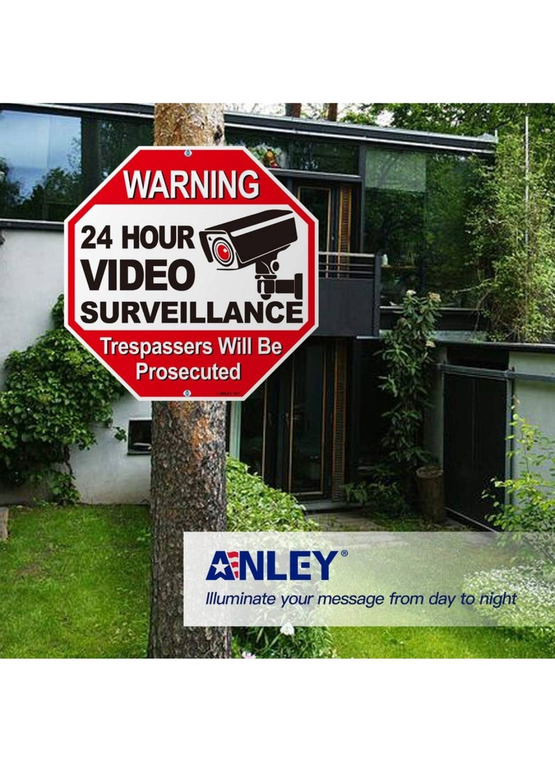 BPA - 24 Hour Video Surveillance Metal Warning Sign Trespassers Will Be Prosecuted - No Trespassing Security Alert - UV Protected and Weatherproof - 12 x 12 - Image 1