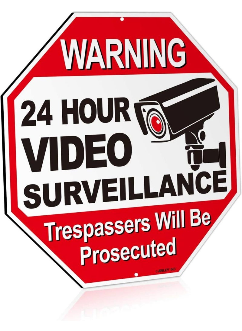 BPA - 24 Hour Video Surveillance Metal Warning Sign Trespassers Will Be Prosecuted - No Trespassing Security Alert - UV Protected and Weatherproof - 12 x 12 - Image 1