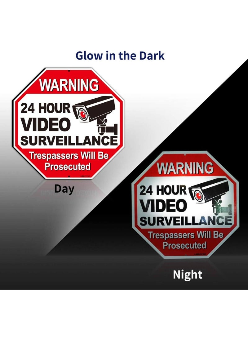 BPA - 24 Hour Video Surveillance Metal Warning Sign Trespassers Will Be Prosecuted - No Trespassing Security Alert - UV Protected and Weatherproof - 12 x 12 - Image 1