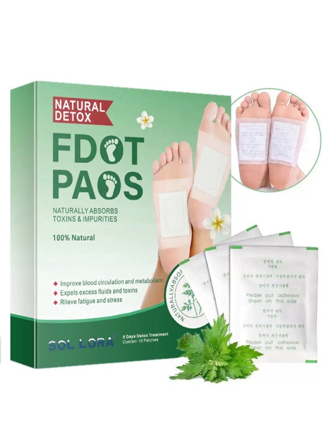 SOL LORA 10-Piece Cleansing Detox Foot Patches,Sleep Improvement, Metabolism Boost, Muscle Pain Relief, Blood Circulation Enhancement, Easy to Use, Suitable for Men, Women, Elderly, and Kids - Image 1