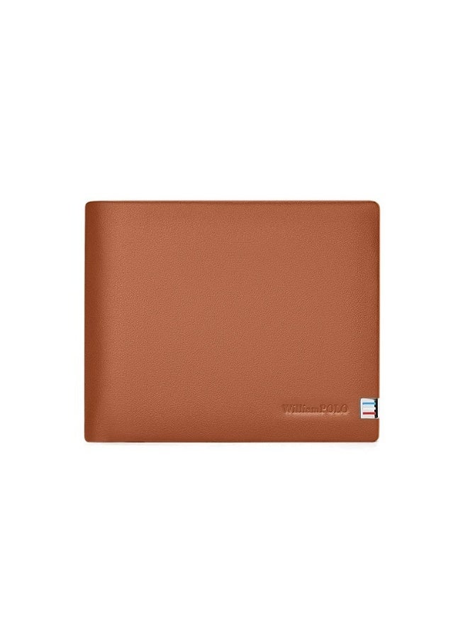 WilliamPOLO Men's Genuine Leather Horizontal Short Wallet Simple Luxury Youth Wallet Gift for Boyfriend - Image 1
