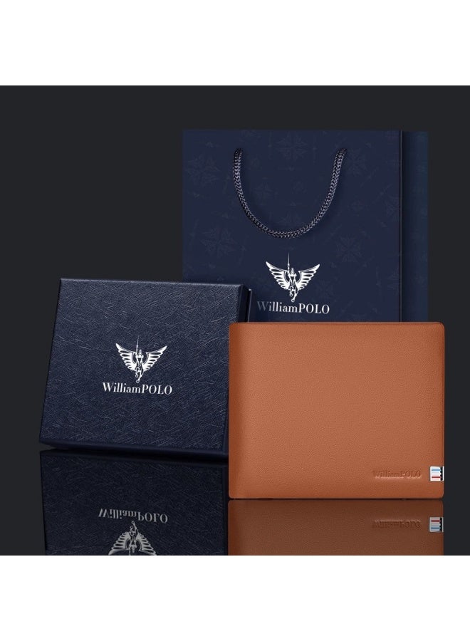 WilliamPOLO Men's Genuine Leather Horizontal Short Wallet Simple Luxury Youth Wallet Gift for Boyfriend - Image 3