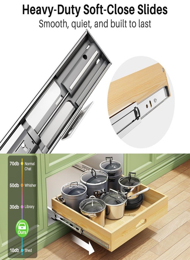 Kitstorack Pull Out Cabinet Organizer, Soft Close Wooden Slide Out Drawers for Pots and Pans, Full-extension Roll Out Shelves for Kitchen Cabinets, Pantry Organization, Bottom & Side Mount(21"W X 21"D x 3.4''H) - Image 4