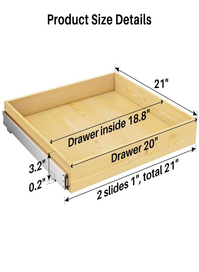 Kitstorack Pull Out Cabinet Organizer, Soft Close Wooden Slide Out Drawers for Pots and Pans, Full-extension Roll Out Shelves for Kitchen Cabinets, Pantry Organization, Bottom & Side Mount(21"W X 21"D x 3.4''H) - Image 2