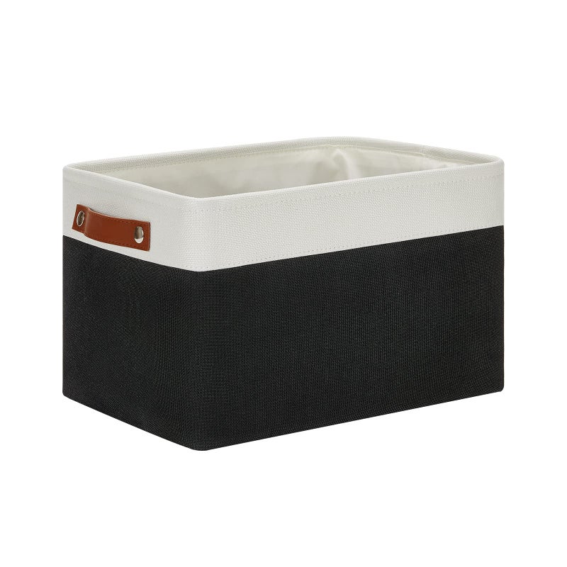 DULLEMELO Linen Closet Organizer and Storage Basket for Office Bedroom Cloth Baskets for Organizing and Storage with handles for ShelvesClosetGiftToysWhiteBlack