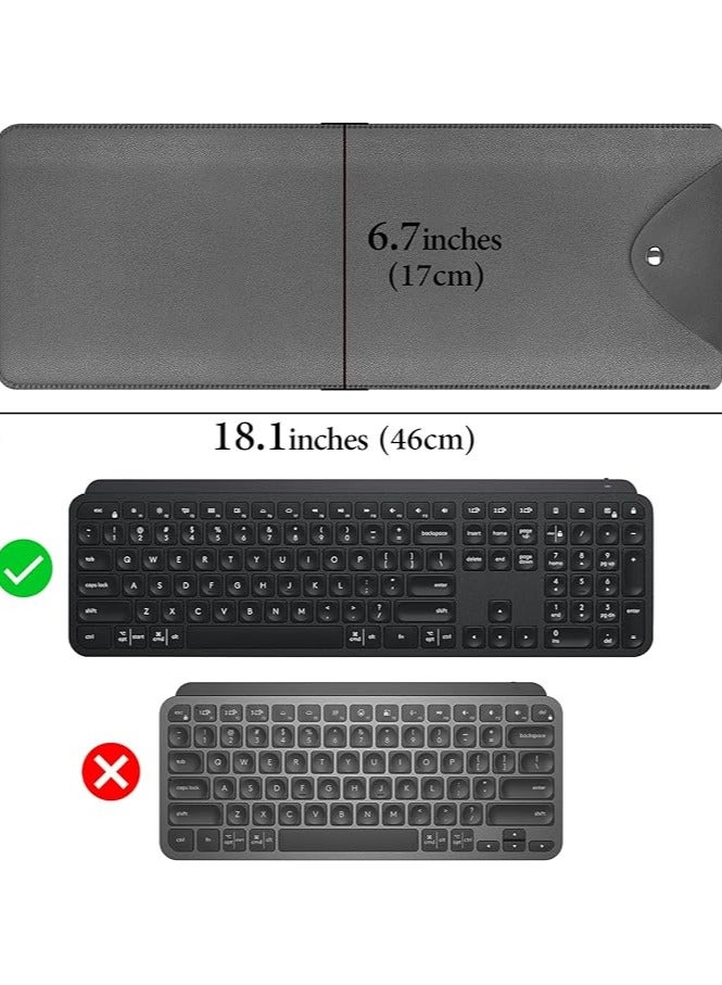 erorex Full Size Slim Keyboard Sleeve Case, Vegan Leather Travel Bag, Keyboard Protective Cover for Logitech MK955/ K950/ MX Keys S/MX Keys Advanced Wireless Illuminated (Dark Grey)  - Image 2